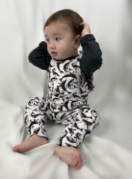 Whale Print Child And Baby Dungarees, 2 of 4