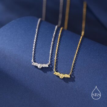 Sterling Silver Tiny Bat Pendant Necklace, 4 of 11