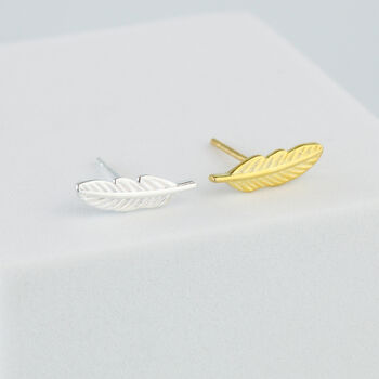 Sterling Silver Feather Stud Earrings, 3 of 6