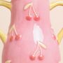 Pink And Yellow Embossed Cherry Ceramic Vase, thumbnail 2 of 2
