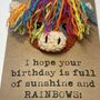 Rainbow Highland Cow Crochet Birthday Card Handmade Sunshine, thumbnail 4 of 6