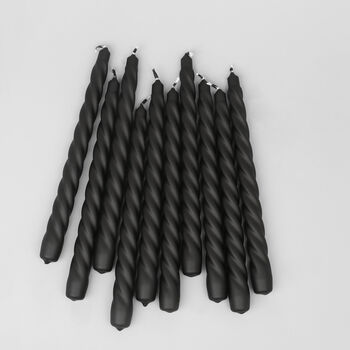 G Decor Coraline Nocturra Set Of Two, 10 Or 20 Matte Black Twisted Dinner And Taper Candles, 2 of 4