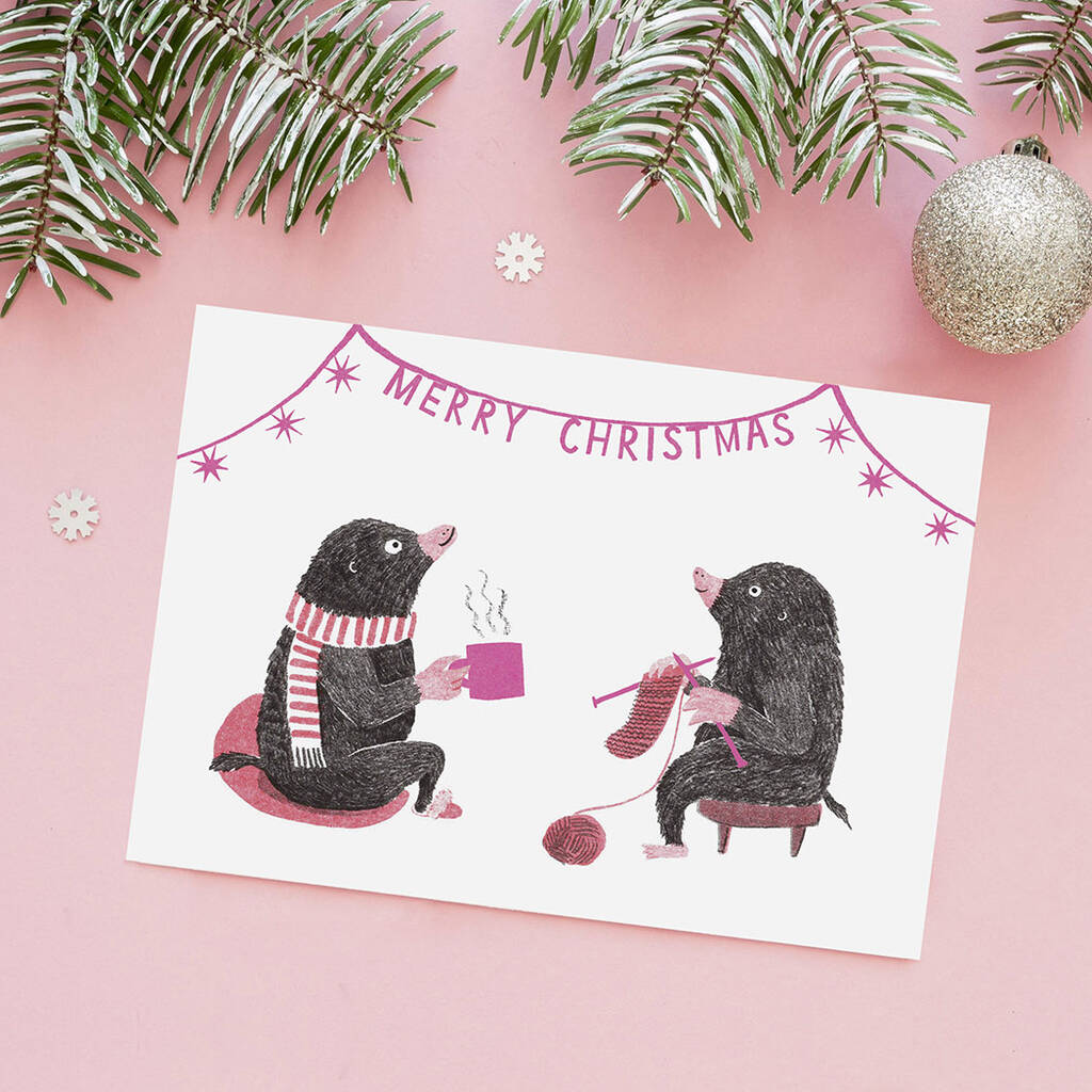 A Set Of Six Moley Moment Christmas Cards, 1 of 1