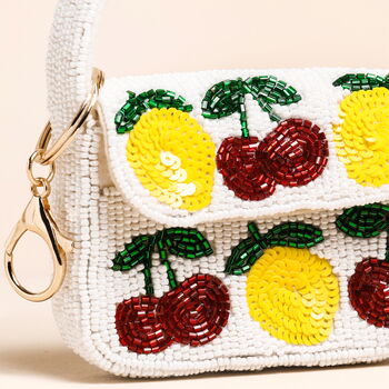 Beaded White Fruit Mini Bag Charm, 2 of 3