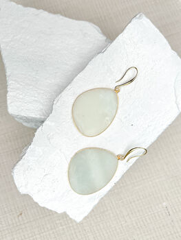 Amazonite Disc Earrings Real 18k Gold Plated, 3 of 3