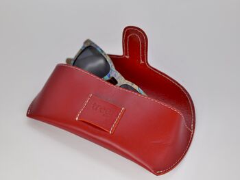 Handcrafted Leather Glasses Case Red, 3 of 9
