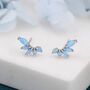 Sterling Silver Blue Opal Marquise Cluster Stud Earrings, thumbnail 1 of 12