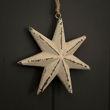 Cream Wooden Star Hanging Decoration, 2 of 2