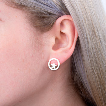 Sterling Silver Initial Star Earrings, 3 of 7