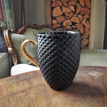 Black Coffee Cup With Gold Or Platinum Handle, 3 of 12