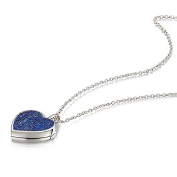 Lapis Lazuli Modern Heart Locket – Solid Silver, 3 of 9