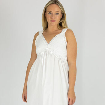 Women's White Cotton Sleeveless Nightdress Megan, 4 of 6