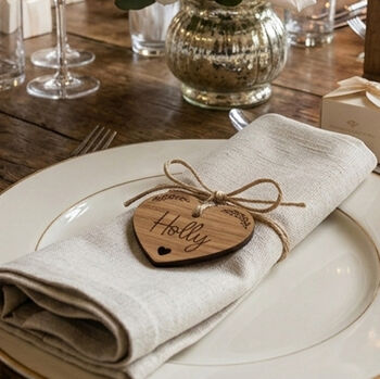 Personalised Wooden Heart Wedding Place Name Settings, 4 of 4