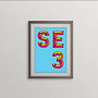 Se3 London Postcode Neon Typography Print, thumbnail 1 of 4