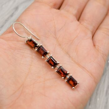 Red Garnet Drop Silver Earrings, 9 of 9