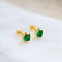 Birthstone Stud Earrings May: Emerald Gold Vermeil, thumbnail 1 of 4
