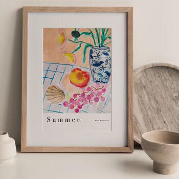 Peach, Shell And Vase Art Print Still Life Poster, 3 of 4