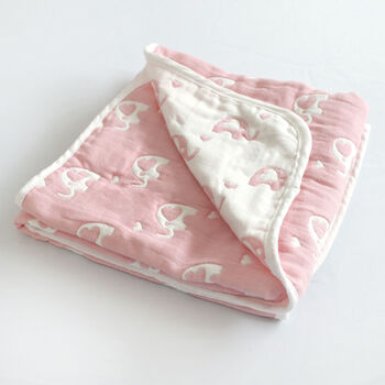 Personalised Reversible Pink And White Elephant Blanket, 3 of 7