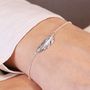 Delicate Feather Bracelet In Silver Gold And Rose Gold, thumbnail 1 of 9