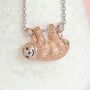 18ct Rose Gold Plated Sloth Necklace, thumbnail 1 of 12