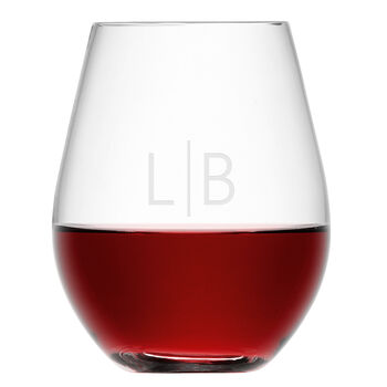 Monogrammed Stemless Red Wine Glass, 5 of 6