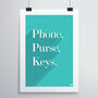 Phone, Purse, Keys Print, thumbnail 3 of 12