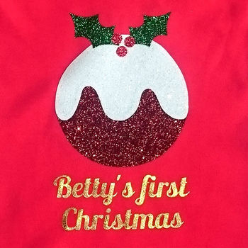Personalised Pudding 'First Christmas' Babygrow, 2 of 3