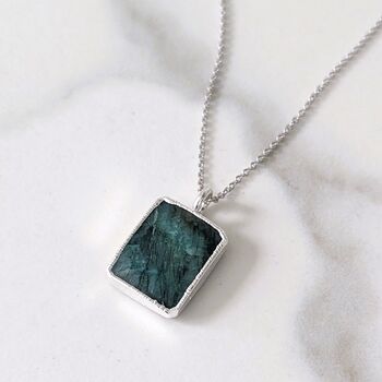 The Rectangle Emerald Necklace, Silver, 3 of 9