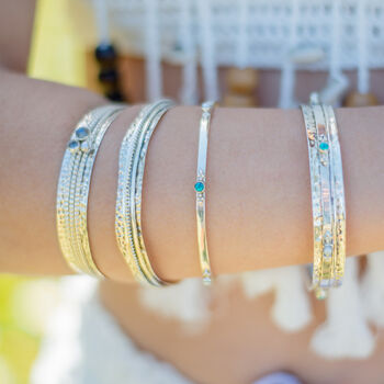 Rajput Serenity Turquoise And Pearl Stacking Bangle, 4 of 12