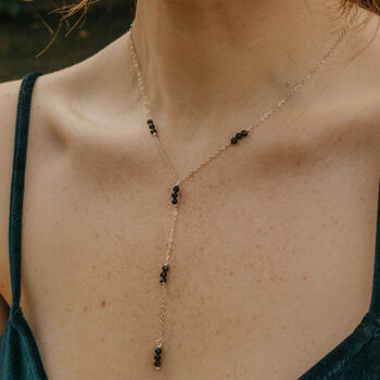 925 Silver Black Obsidian Delicate Crystal Necklace, 3 of 5