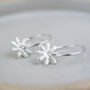Sterling Silver Daisy Charm Hoops, thumbnail 1 of 11