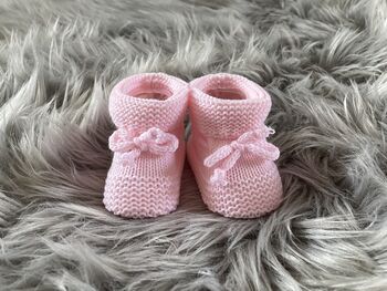 Pink Knitted Baby Booties, 5 of 8