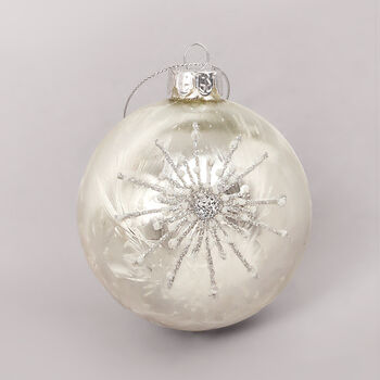G Decor Bauble With Beads And Silver With Snowflake, 3 of 4