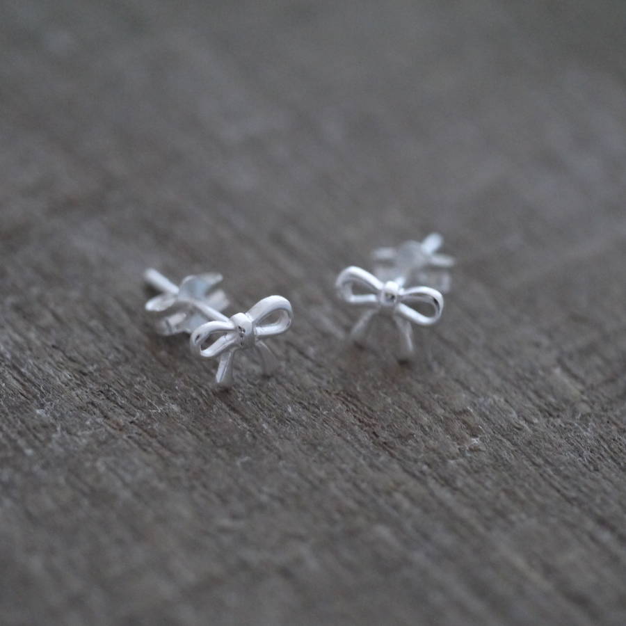 Sterling Silver Bow Earrings By Dizzy Notonthehighstreet Sterling Silver Bow Earrings