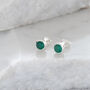 Birthstone Stud Earrings May: Emerald And Silver, thumbnail 1 of 3