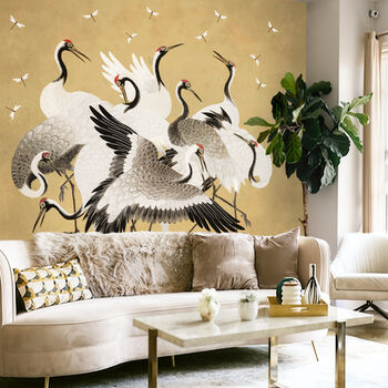 Japanese Cranes Wall Stickers ~ Peel And Stick Fabric Decals, 7 of 8