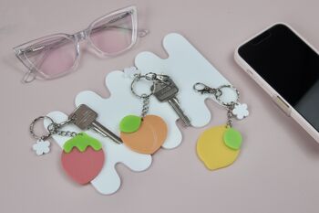 Fruit Keyring With Lemon, Strawberry Or Peach Charm, 4 of 9