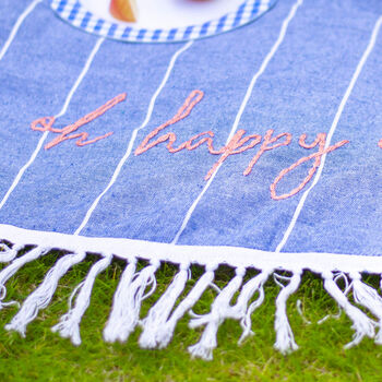 Hand Embroidered Round Picnic Blanket, 2 of 4
