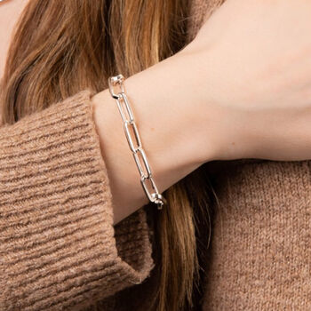 T Bar Sterling Silver Paperclip Bracelet, 2 of 4