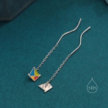 Sterling Silver Flying Kite Threader Earrings, 3 of 11