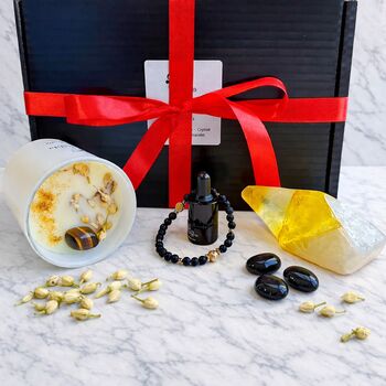 Luxury Onyx Ritual Gift Hamper For Men – Oud And Sandalwood Candle, Citrine Soap And Aromatherapy Bracelet, 2 of 10
