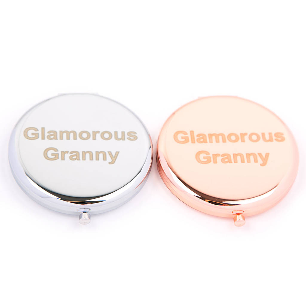 Glamorous Granny Compact Mirror In Rose Gold And Silver, 1 of 3