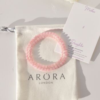 Mother And Daughter Rose Quartz Crystal Bracelet Set, 6 of 7