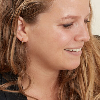 Amethyst Minimalist Gold Hoop, 18 K Gold Vermeil, 3 of 5