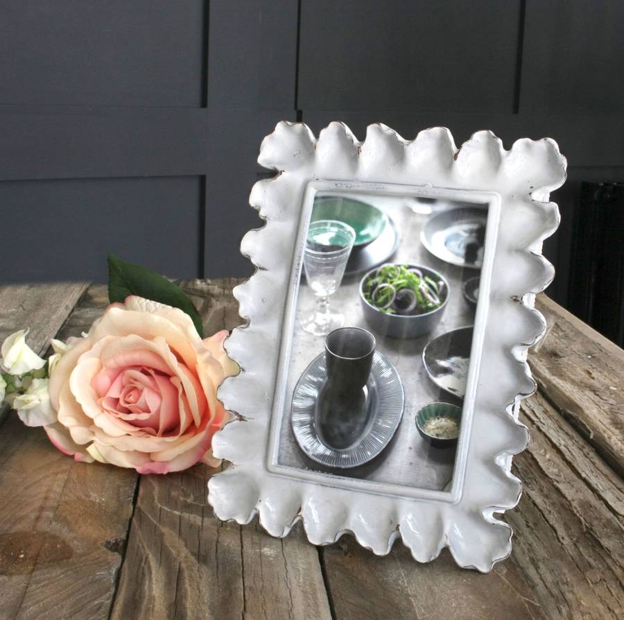 pale grey scalloped edge photo frame by ella james