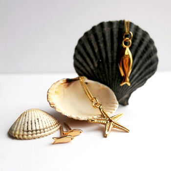 Fish Pendant Necklace Gold Vermeil, 4 of 8