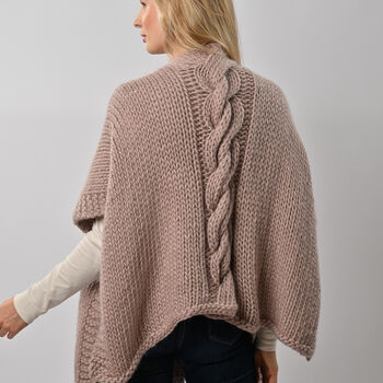 Anna Lou In Mink Poncho Easy Knitting Kit, 5 of 9
