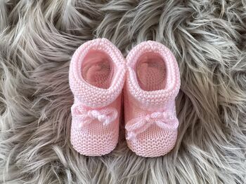 Pink Knitted Baby Booties, 2 of 8