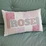 Memory Large Name Pillow, Custom Made From Baby Clothes. Personalised Cushion, Decorative Patchwork Pillow, thumbnail 8 of 10
