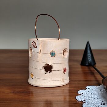 Ceramic Tealight Holder With Threaded Colourful Daisies, 4 of 6